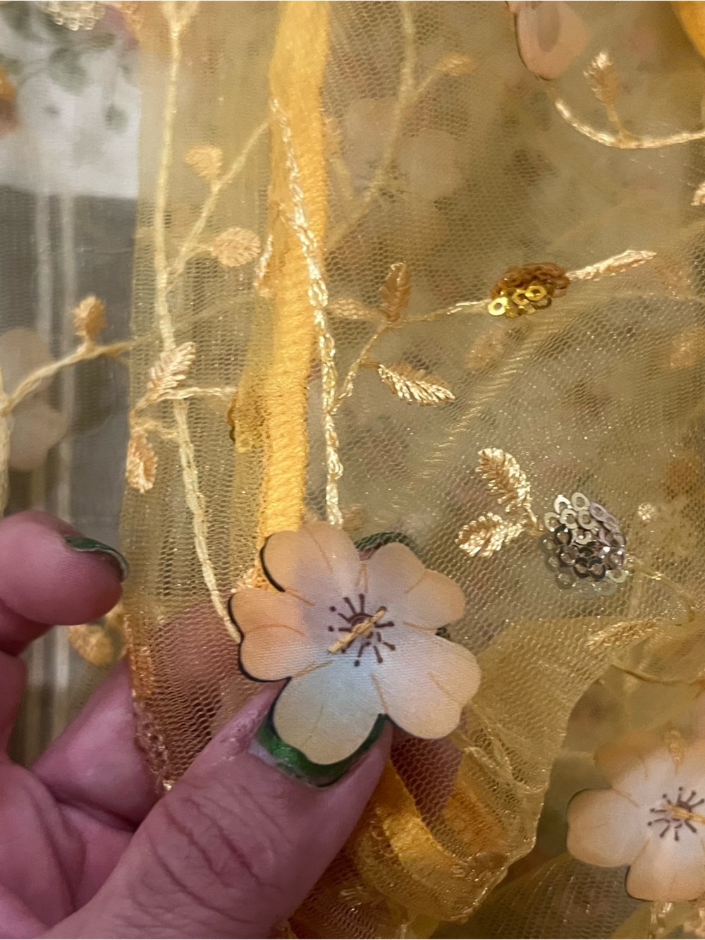 Sheer Yellow Embroidered Cropped Jacket - Picture 3 of 4